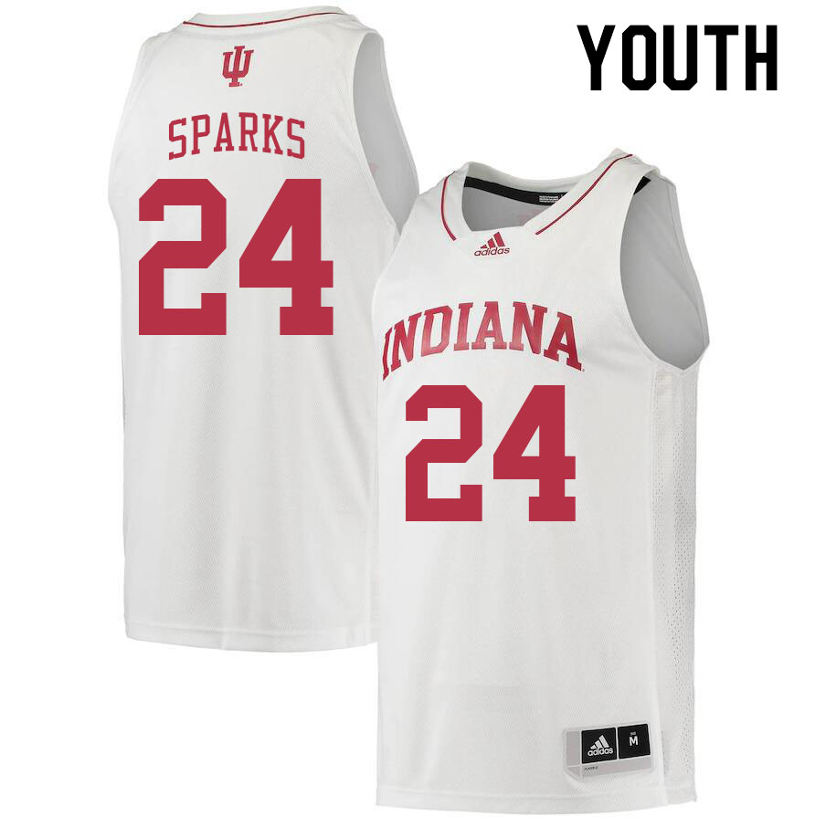 Youth #24 Payton Sparks Indiana Hoosiers College Basketball Jerseys Stitched Sale-White